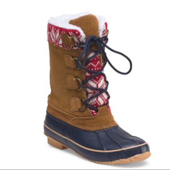 khombu suede sweater accent duck boots